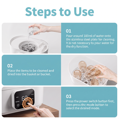 3-in-1 Baby Bottle Washer, Steam Sterilizer & Dryer