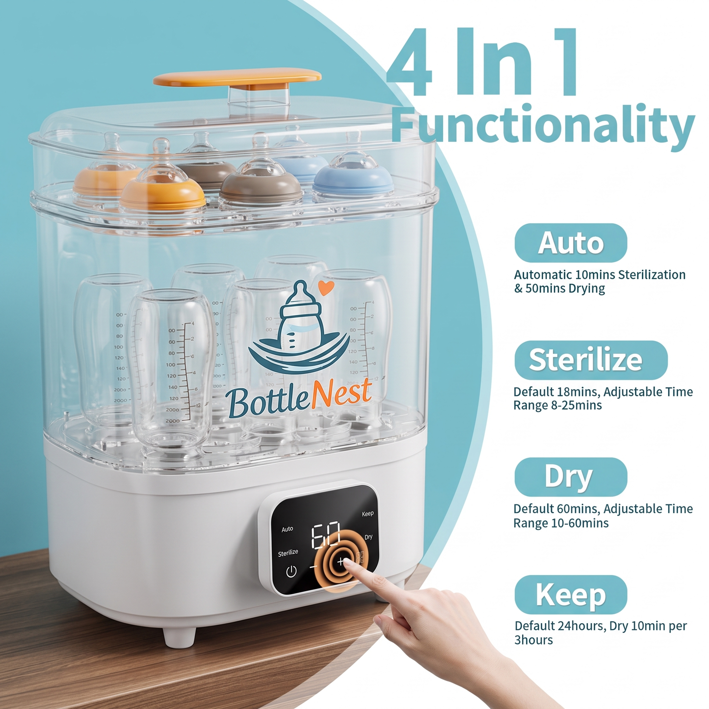 3-in-1 Baby Bottle Washer, Steam Sterilizer & Dryer