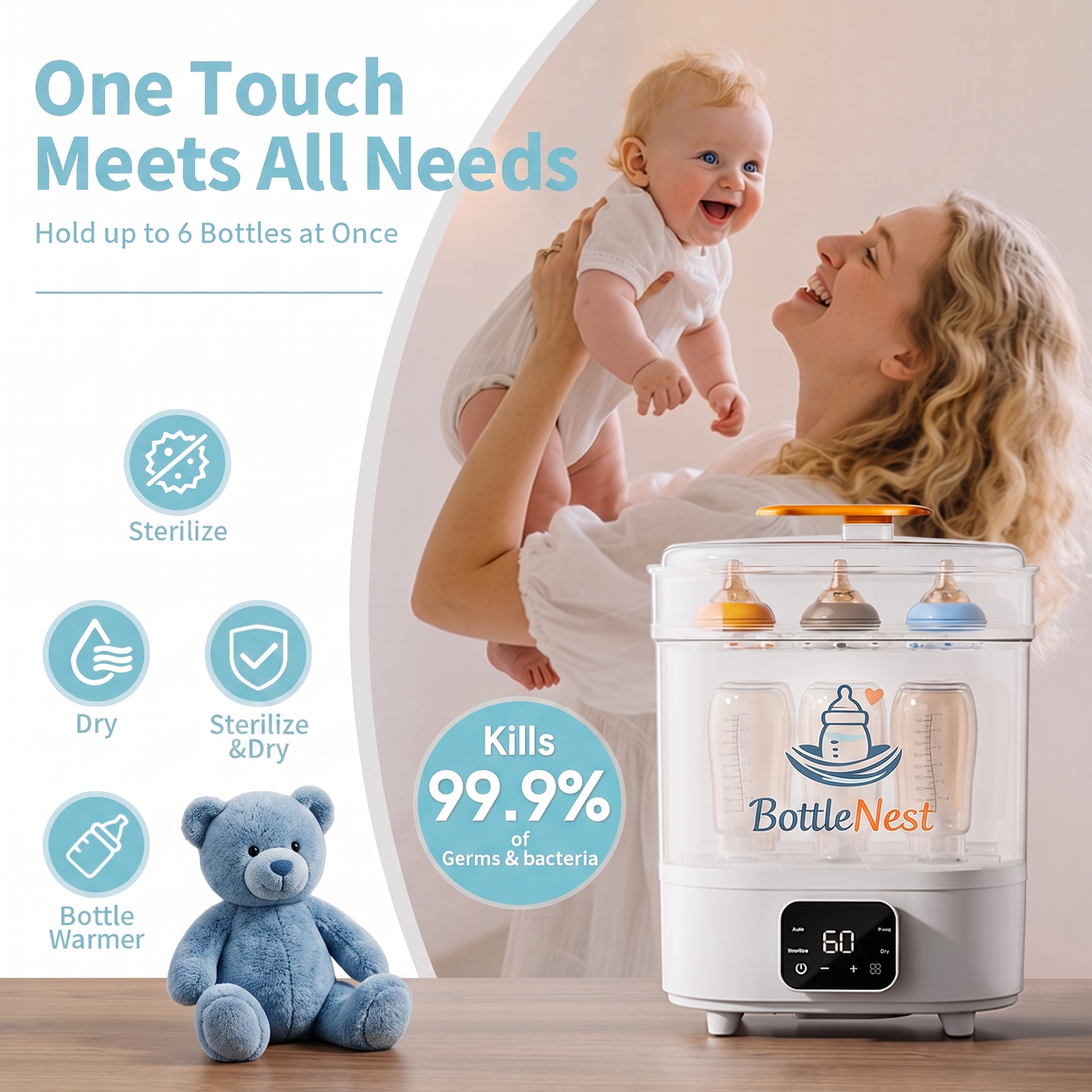 3-in-1 Baby Bottle Washer, Steam Sterilizer & Dryer